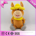 Wearing hat factory custom funny stuffed cartoon cow doll, plush cow toy